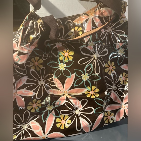 BRACIANO Laminated Cotton BOHO Updated Floral Snap Beach Tote Bag Pockets HTF - Picture 6 of 9